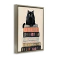 thumbnail image 3 of Stupell Industries Book Stack Black Cat Brown Framed Floater Canvas Wall Art, design by Arlington Prints, 31 x 25, 3 of 9