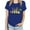 Blue, variant on ICHUANYI Women's Stylish Crewneck Mardi Gras Print Short Sleeve T-shirt Casual Loose Shirt Tops Cloth New Trending