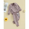 thumbnail image 4 of Baby Girls Fall Outfit 6M 12M 18M 24M 3Y Flower Print Long Sleeve Crew Neck Sweatshirt Sweatpants Fall Clothes, 4 of 10