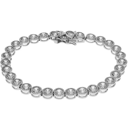 Brinley Co. Women's CZ Silver-Tone Tennis Bracelet, 7