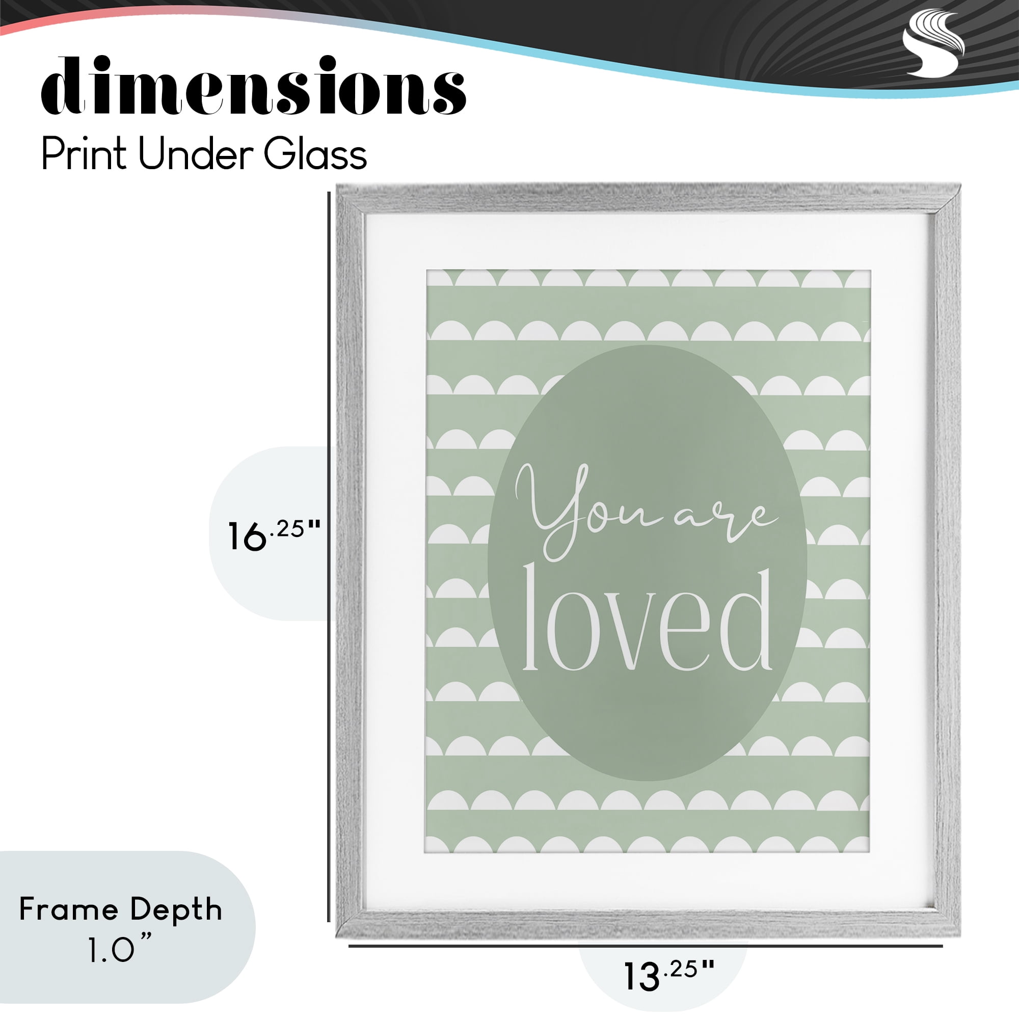 Stupell Industries You Are Loved Light Green Gray Framed Print Under Glass, design by Christine Simpson Art