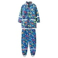 thumbnail image 3 of MEZZALL Children Boys Girls Dinosaur Rainbow Printed Button Rain Jacket Hooded Windproof Raincoat Kids Long Sleeve Hoodie Trench Pants Outfits, Dark Blue, 6-7 Years, 3 of 7