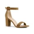 thumbnail image 1 of BLISSFUL STEP Women's Shoes Ankle Strap Block Heel Buckle Open Toe Sandals Brown 7, 1 of 8