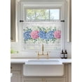 thumbnail image 3 of Sheer Curtains 45 Inch Length, Blue Pink Hydrangea Semi Sheer Curtains Light Filtering Window Treatment, Eucalyptus Leaves Wooden Summer Botanical Privacy Voile Drapes for Living Room 52x45 Inch, 3 of 7