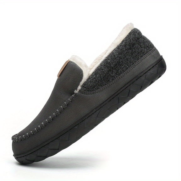 PLERISE Men’s Insulated Slip-On Plush Shoes, Warm Cozy Lined Footwear for Home and Outdoor Winter Wear, Comfortable Unisex Shoes Available in Multiple Colors