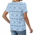 thumbnail image 4 of Craaazy Women's Relaxed Fit Crew Neck Blouse, Solid Color Short Sleeve Lace Eyelet Top, Loose Comfy Floral Lace Casual Tee for Summer Gifts, 4 of 7