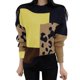 thumbnail image 1 of Suéter de Punto con Cuello Redondo y Larga para Mujer, Otoño e Invierno, con Estampado de Leopardo y Bloques de Color. Amarillo Talla Única, 1 of 6
