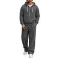 thumbnail image 5 of Babcutegg Mens Outfit Set 2-Piece Zip Up Hooded Sweatshirt and Pants Fall Casual Athletic Clothes Dark Gray Size L, 5 of 8