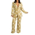 thumbnail image 2 of Aboser Women's Blazer Sets 2 Piece Outfits Trendy Dot Print Deep V Jacket and Pants Business Set Elegant Work Suit Set, 2 of 9