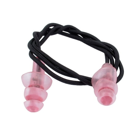 Unique Bargains Swimming Pink Soft Silicone Elastic String Ear Protection Earplugs w