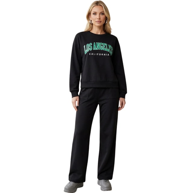 Conjunto Casual 2 Piezas Sudadera y Pants con Estilo Urbano, Cómodo y Diseño Atemporal para Mujer