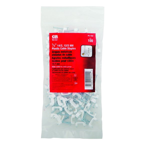 Cable Staple gb Gardner Bender de plástico de 1,3 cm, paquete de 100