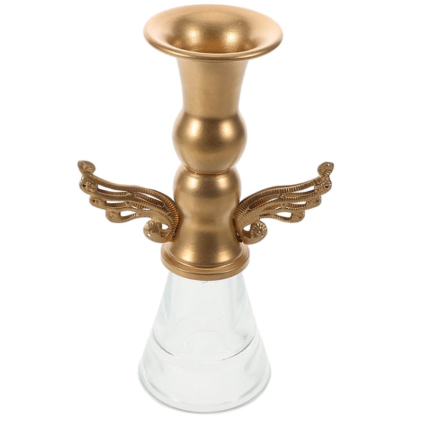 Candelabro romántico para mesa de comedor, centro de mesa para bodas, candelabro de metal, candelabro de hierro fundido con base de vidrio cónico, soporte decorativo para velas cónicas