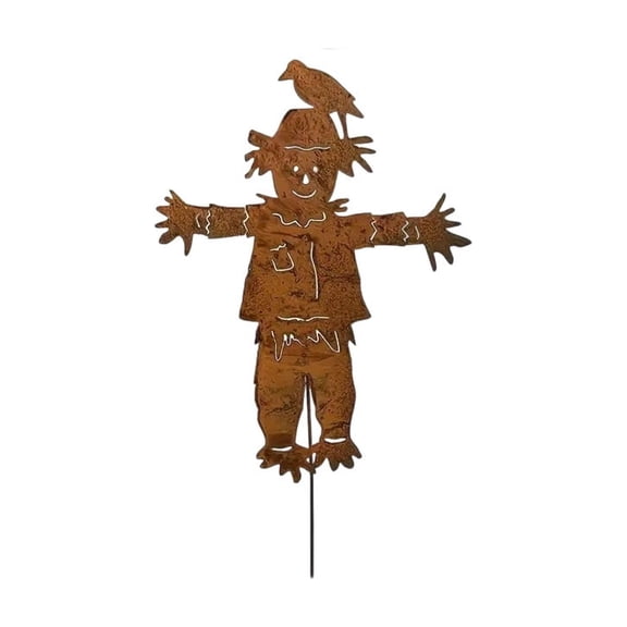 Metal Scarecrow Garden Stake, Rusty Decorative, Set Of 2 For Outdoor Yard Lawn Art Decoration