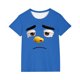 thumbnail image 2 of Blusas y camisas de manga corta con cuello redondo para niños y niñas, color liso, con estampado de expresión linda, manga corta, holgadas y cómodas, blusa para niña, 2 of 6