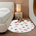 thumbnail image 2 of Valentine's Day Round Area Rug 3.3Ft Washable Circle Rugs for Dining Room Table, Spring Roses Romantic Pink Bows Leaves Non-Slip Carpet Floor Mats Indoor Outdoor Carpet Runner Aesthetic Home Decor, 2 of 8