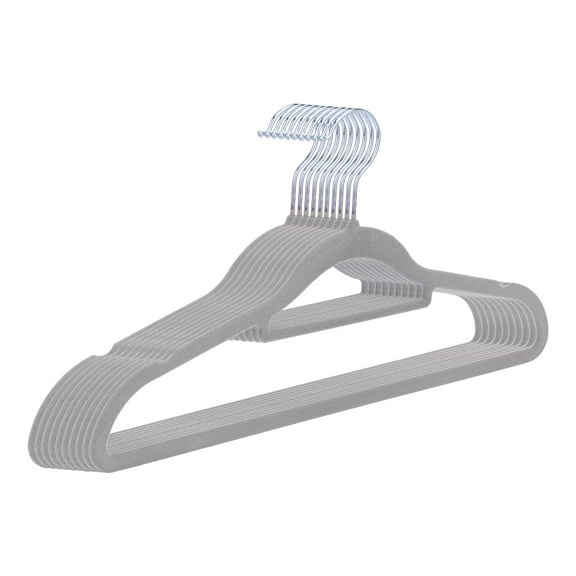 REGALWOVEN 10 Pcs Non-Slip Velvet Hangers, 360-Degree Durable Space Saving Clothes Hangers for Clothing, Closet, Pants, Coats, or Shirts Gray