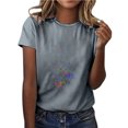 thumbnail image 2 of Fesfesfes Workout Shirts for Women Casual T-shirt Printed Round Neck Short Sleeve Pullover Blouse Tops Short Sleeve Workout Tops for Women XL(US:10), 2 of 5