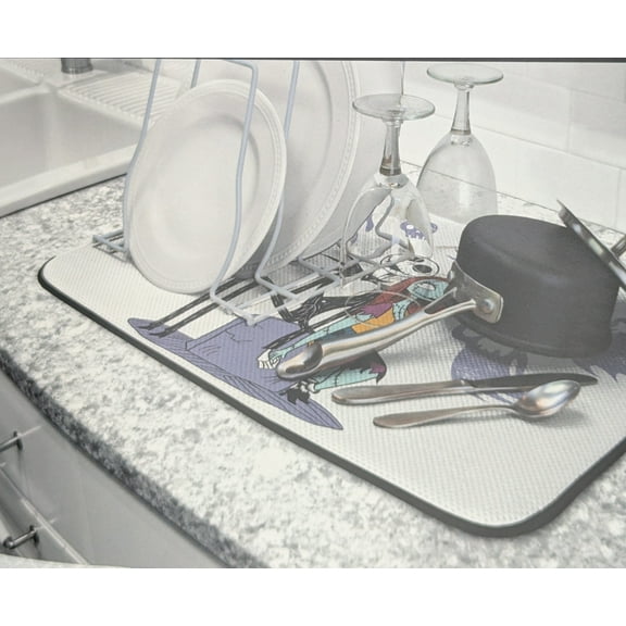 Disney The Nightmare Before Christmas Drying Mat 2 Pack Jack Skellington Sally Sitting on Gravestone