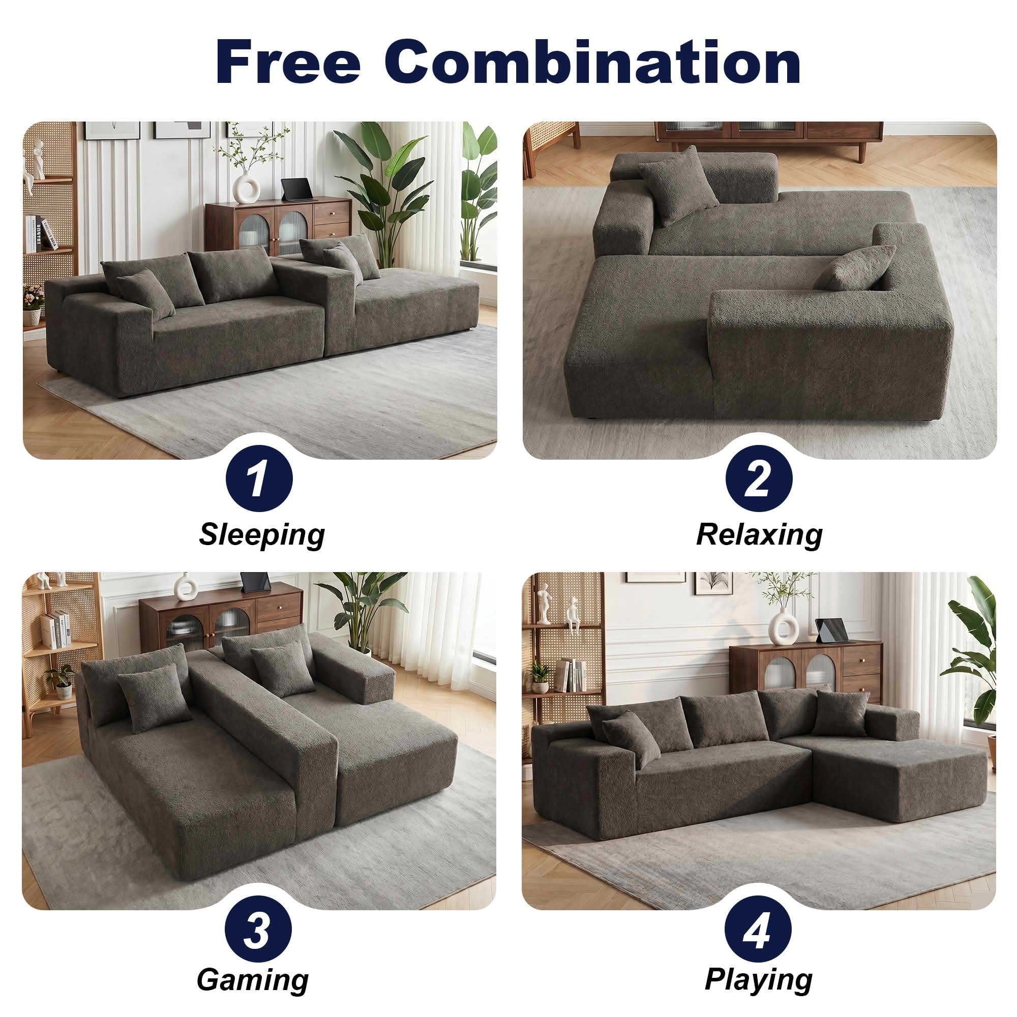 MAYEERTY 104" Cloud Sectional Couch with L-Shape Chaise, Modern Modular Sofa with Deep Seat, Upholstered Couches with Back Cushion for Living Room Bedroom, No Assembly Required
