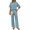 Blue, variant on Women's Summer 2 Piece Outfit 2 Piece Knit Spring Fall Lounge Set Short Sleeve Sweater Wide Leg Pant Suits Casual Cozy Black Small