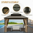 thumbnail image 6 of INTER HUT 10x12 FT Galvanized Steel Double Roof Gazebo with Aluminum Frame Gazebo W/Curtain and Netting, Brown, 6 of 9