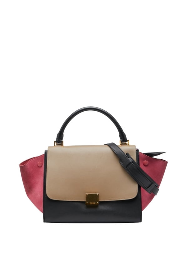 Pre-Owned Celine Trapeze Small Tricolor Handbag/Shoulder Bag, 2-Way, Black, Multicolor Leather,...