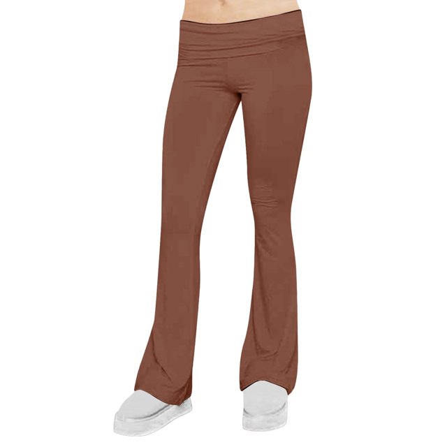 2024 Pantalon Évasé Taille Basse Couleur Unie pour Femmes Grande Taille Confort Extensible