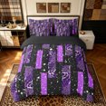 thumbnail image 3 of Manfei Fashion Leopard Print Twin Bedding, Tribal Animal Print Bedding Comforter Set, Black Purple, Black Reversible, 7 Pieces, 3 of 6