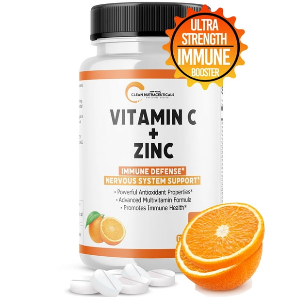 Vitamin C Zinc Immune Support Tablets for Adults Kids (Infused w/ 25