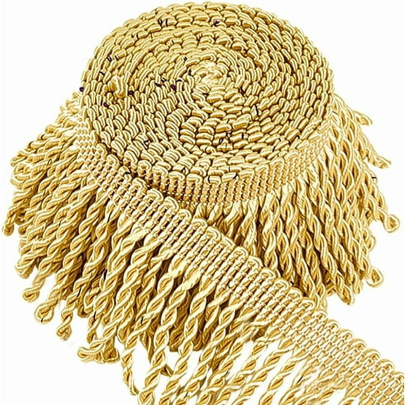 5 Yards x 2.4 Inch Gold Bullion Sewing Fringe Trim Curtain Weights Fringes Trim Upholstery Tassel Ribbon