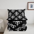 thumbnail image 5 of Homewish Hipple Halloween Skull Twin Comforter Sets,Vintage Damask Bedding Set,Black White,Black Reversible,2 Pieces,1 Comforter and 1 Pillowcase, 5 of 7