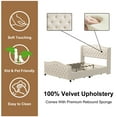 thumbnail image 5 of Bonzy Home Queen Size Bed Frame with Storage Velvet Upholstered Sleigh Bed with Headboard Button Tufted Easy Assembly Cream, 5 of 7