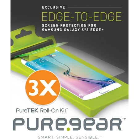 Galaxy S6 Edge Plus Screen Protector (Three Pack), 3x PUREGEAR PURETEK ROLL-ON FULL-SIZE SCREEN PROTECTOR KIT with TRAY + ROLLER FOR SAMSUNG GALAXY S6 EDGE PLUS + (SM-G928)