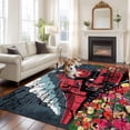 Abstract 8'x10' Area Rug for Living Room Sectional Sofa, Red Trains ...