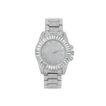 Women's Baguette Cut Diamond Crystal Bling'ed Out Watch - Drop it Down with This Ice on Your Wrist Ladies!! Kakuna Matata!! - ST10372MLA Metal Silver Silver