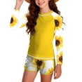 thumbnail image 2 of ITSAME Girls Swimsuit Set, Quick-Dry Long Sleeve Top and Boyshorts 2-Piece Beach Split Swimwear Yellow Size 12, 2 of 9