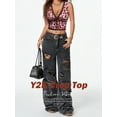 thumbnail image 4 of ZXSXSY Women's Leopard Print Sleeveless Lace Trim V Neck Streetwear Y2K Crop Top, 4 of 8