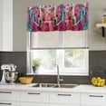 thumbnail image 5 of Abstract Red Valances for Windows, Decorative Rod Pocket Window Valance Curtains, Painting Buildings Geometric Color Block Short Curtain Drapes for Kitchen/Living Room, 2 Panels, 42" W x 12" L, 5 of 8
