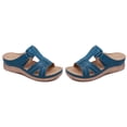 thumbnail image 6 of Low Wedge Sandals for Women Comfortable: Low Block Chunky Heel Sandal Adjustable Open Toe Slip On Casual Dress Vintage Walking Slides Shoes, 6 of 7