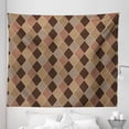 thumbnail image 1 of Earth Tones Tapestry, Lozenge Pattern in Patchwork Style Striped and Floral Rhombus Brown Shades, Fabric Wall Hanging Decor for Bedroom Living Room Dorm, 5 Sizes, Brown Yellow, by Ambesonne, 1 of 1