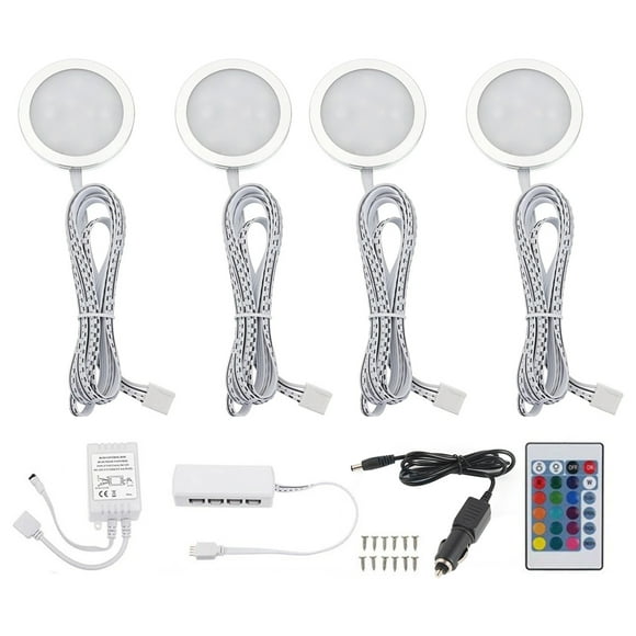 4pcs 12V RGB 7 Colors LED Caravan Interior Lighting Roof Ceiling Light with 24 Key