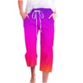 thumbnail image 1 of Plebaso Capri Pants for Women 2025 Drawstring Wide Leg Cropped Trousers Summer Gradient Color Casual Pants, 1 of 5