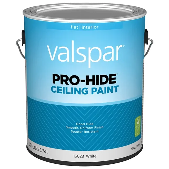 Valspar 1 Gallon 16028 White Pro-Hide Ceiling Paint, Flat