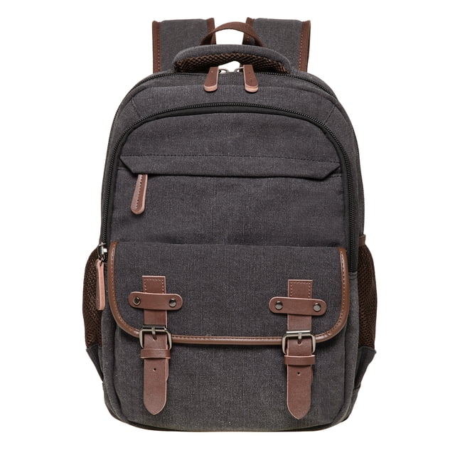Mochila de lona vintage KAUKKO - Mochila para exteriores duradera, multifuncional y de gran capacidad KS28, 24.3L(NEGRO)
