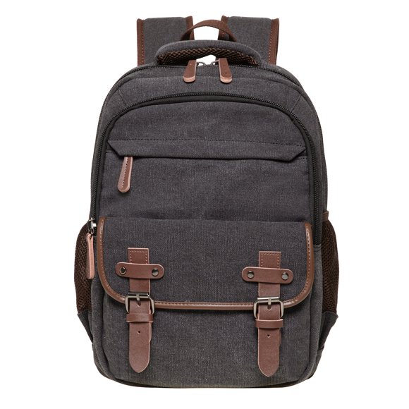 Mochila de lona vintage KAUKKO - Mochila para exteriores duradera, multifuncional y de gran capacidad KS28, 24.3L(NEGRO)