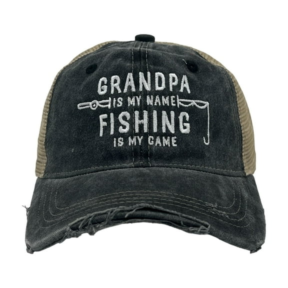 Grandpa Is My Name Fishing Is My Game Funny Fathers Day Trucker Cap