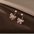 thumbnail image 4 of Solid 925 Sterling Silver Bow Half Hoop Earrings Huggie for Women Teens Bowknot Hoop Earrings Open Hoops, 4 of 12