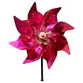 thumbnail image 2 of Octagonal Laser Pinwheel Garden Spinner 9.44 Inch Reflective Windmill for Yard Patio Outdoor Decor Colorful Plastic Bird Deterrent DIY Assembly 21.66 Inch Height Hot Pink, 2 of 3