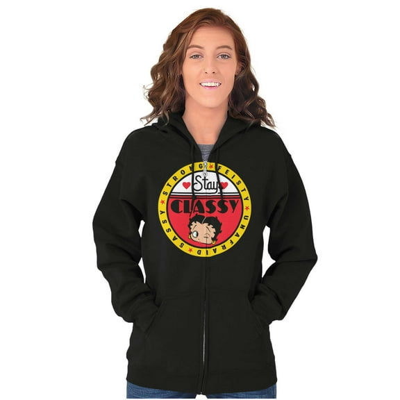 Betty Boop Stay Classy Feisty Sassy Zip Hoodie Sweatshirt Women Brisco Brands S